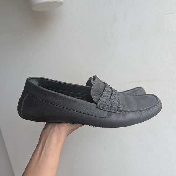 Bottega Veneta Black Intrecciato Woven Leather On Vamps Loafers Italy 43